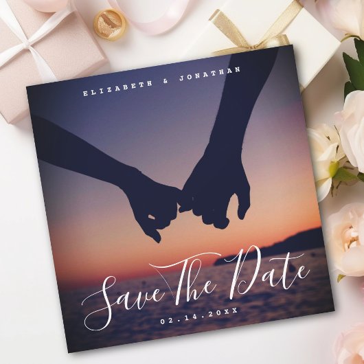 Modern minimalist Boho Navy Blue Wedding Foto Save The Date