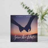 Modern minimalist Boho Navy Blue Wedding Foto Save The Date (Staand voorkant)