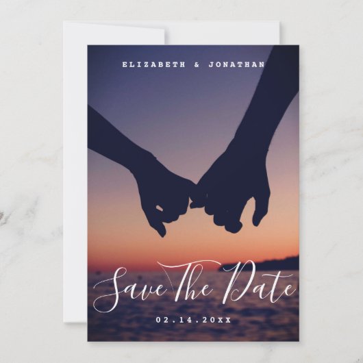 Modern minimalist Boho Navy Blue Wedding Foto Save The Date (Voorkant)