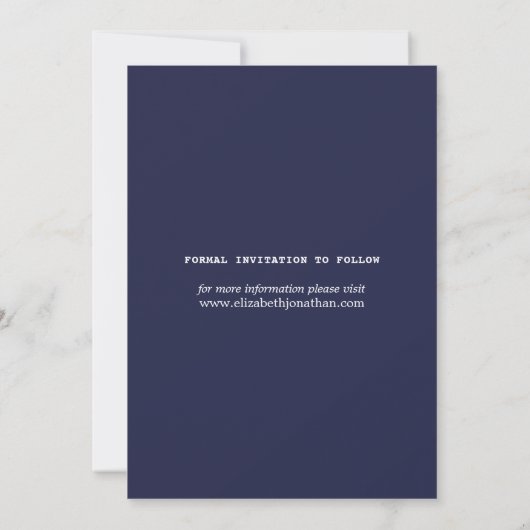 Modern minimalist Boho Navy Blue Wedding Foto Save The Date (Achterkant)