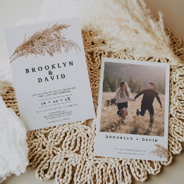 Modern minimalist Boho Pampas Grass Wedding Kaart
