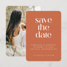 Modern minimalist Boho Terracotta Eenvoudige foto Save The Date