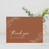 Modern minimalist Boho Terracotta Wedding Bedankkaart (Staand voorkant)