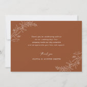 Modern minimalist Boho Terracotta Wedding Bedankkaart (Achterkant)