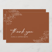 Modern minimalist Boho Terracotta Wedding Bedankkaart (Voorkant / Achterkant)