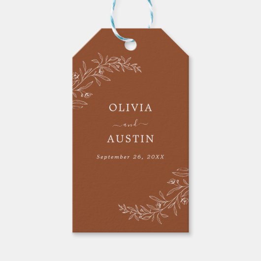 Modern minimalist Boho Terracotta Wedding Cadeaulabel (Voorkant)