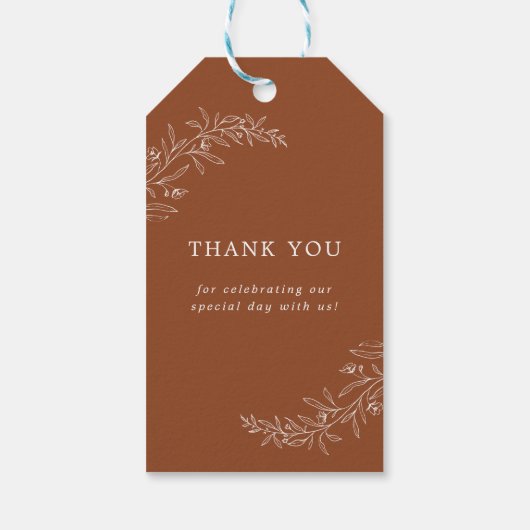 Modern minimalist Boho Terracotta Wedding Cadeaulabel (Achterkant)