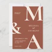 Modern minimalist Boho Terracotta Wedding Kaart (Voorkant)