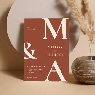 Modern minimalist Boho Terracotta Wedding Kaart