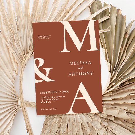 Modern minimalist Boho Terracotta Wedding Kaart