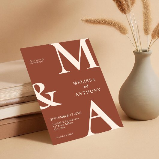 Modern minimalist Boho Terracotta Wedding Kaart