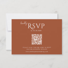 Modern minimalist Boho Terracotta Wedding RSVP Kaartje