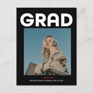 Modern minimalist bold black typography grad 2026  informatiekaartje