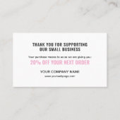 Modern minimalist bold Thank You card Visitekaartje (Achterkant)