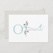 Modern Minimalist Botanical Aqua Monogram Notitiekaartje (Voorkant / Achterkant)