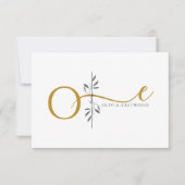 Modern Minimalist Botanical Gold Monogram  Notitiekaartje (Voorkant)