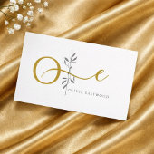 Modern Minimalist Botanical Gold Monogram  Notitiekaartje
