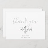 Modern Minimalist Botanical Monogram Bedankkaart (Voorkant / Achterkant)