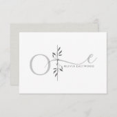 Modern Minimalist Botanical Monogram Notitiekaartje (Voorkant / Achterkant)