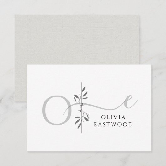 Modern Minimalist Botanical Monogram  Notitiekaartje (Voorkant / Achterkant)