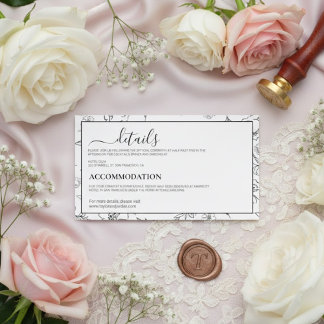 Modern Minimalist Botanical Wedding Details Card Informatiekaartje