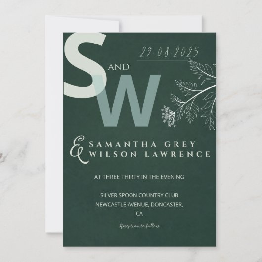 Modern Minimalist Botanical Wedding Invitation Kaart (Voorkant)