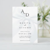 Modern Minimalist Bow Black & White Wedding Kaart (Staand voorkant)