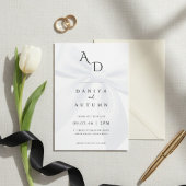 Modern Minimalist Bow Black & White Wedding Kaart