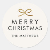 Modern Minimalist Bow Faux Foil Christmas Ronde Sticker (Voorkant)