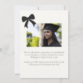 Modern Minimalist Bow Frame Graduation Photo Aankondiging (Achterkant)