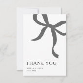 Modern Minimalist Bow Wedding Thank You Card Bedankkaart (Voorkant)