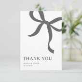 Modern Minimalist Bow Wedding Thank You Card Bedankkaart (Staand voorkant)