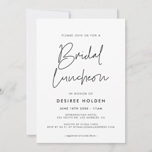Modern minimalist Bridal luncheon Kaart (Voorkant)