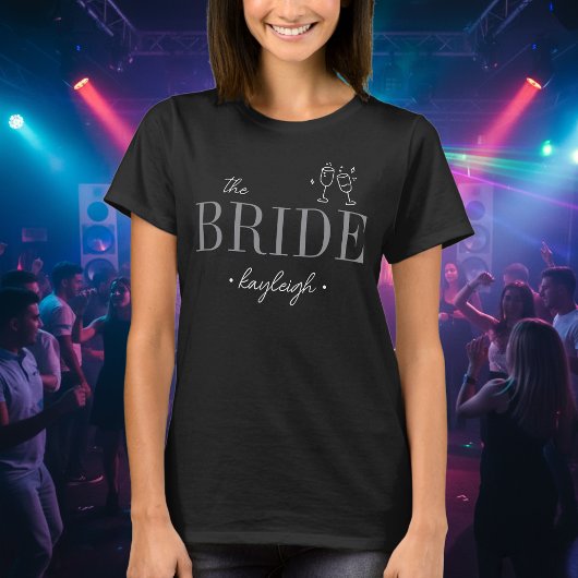 Modern Minimalist Bride Script Bachelorette T-shirt