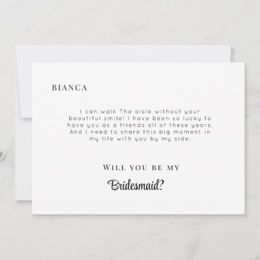 Modern Minimalist Bridesmaid Proposal Card Kaart (Achterkant)