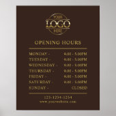 Modern Minimalist Brown | Business Opening Hours Poster (Voorkant)
