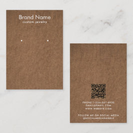 Modern Minimalist Brown Linen Jewelry Display Card Visitekaartje
