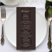 Modern Minimalist Brown Monogram Wedding Menu