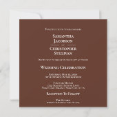Modern minimalist Brown Square Photo Wedding Kaart (Achterkant)