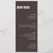 Modern Minimalist Brown Wedding Tall Template Menu (Voorkant)