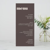 Modern Minimalist Brown Wedding Tall Template Menu (Staand voorkant)