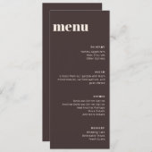Modern Minimalist Brown Wedding Tall Template Menu (Voorkant / Achterkant)