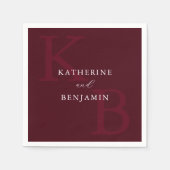 Modern Minimalist Burgundy Monogram Wedding Servet (Voorkant)