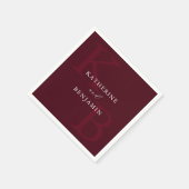 Modern Minimalist Burgundy Monogram Wedding Servet (Hoek)