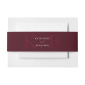 Modern Minimalist Burgundy Monogram Wedding Uitnodigingen Wikkel (Voorkant Voorbeeld)