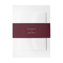 Modern Minimalist Burgundy Monogram Wedding Uitnodigingen Wikkel