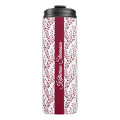 Modern Minimalist Burgundy Red White Floral Script Thermosbeker (Voorkant)