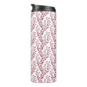 Modern Minimalist Burgundy Red White Floral Script Thermosbeker (Geroteerd rechts)