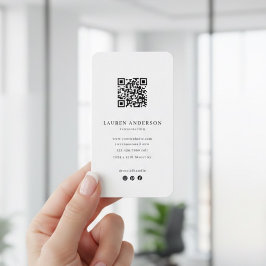 Modern Minimalist Business Card with QR Code  Visitekaartje