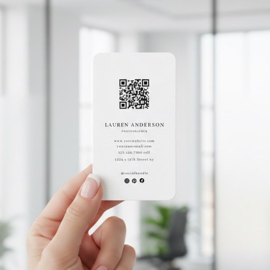 Modern Minimalist Business Card with QR Code  Visitekaartje